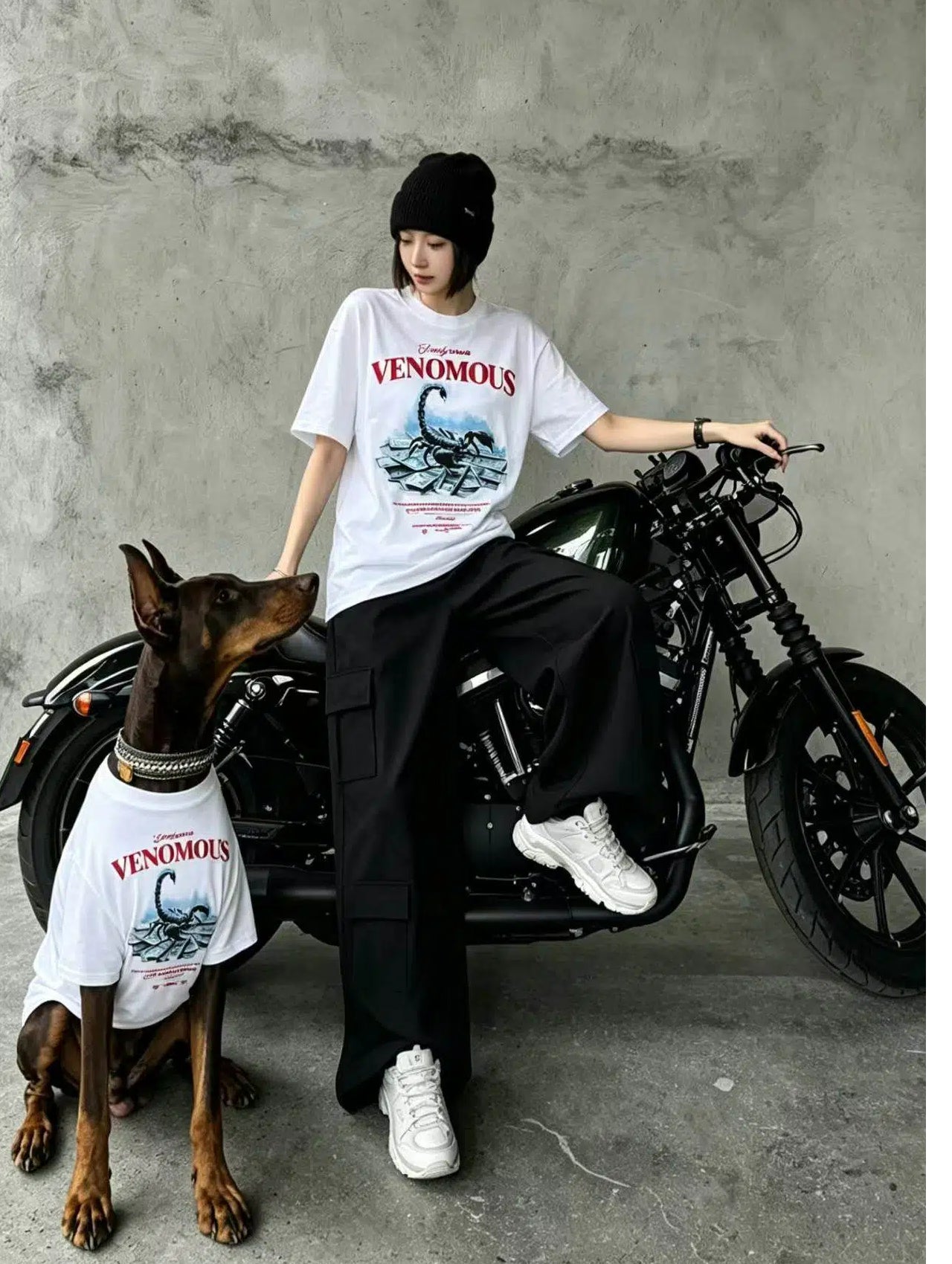 Classic Biker Matching Tee Set for Dog & Human