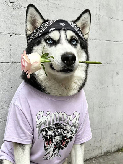 Retro Wolf Light Purple Matching Tee Set
