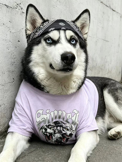 Retro Wolf Light Purple Matching Tee Set