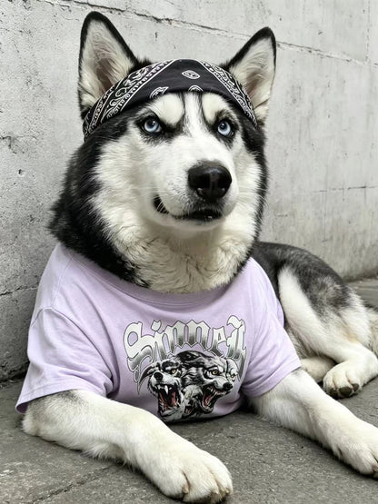 Retro Wolf Light Purple Matching Tee Set
