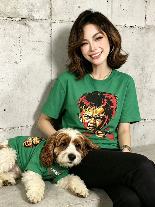Retro Angry Face Green Matching Tee Set