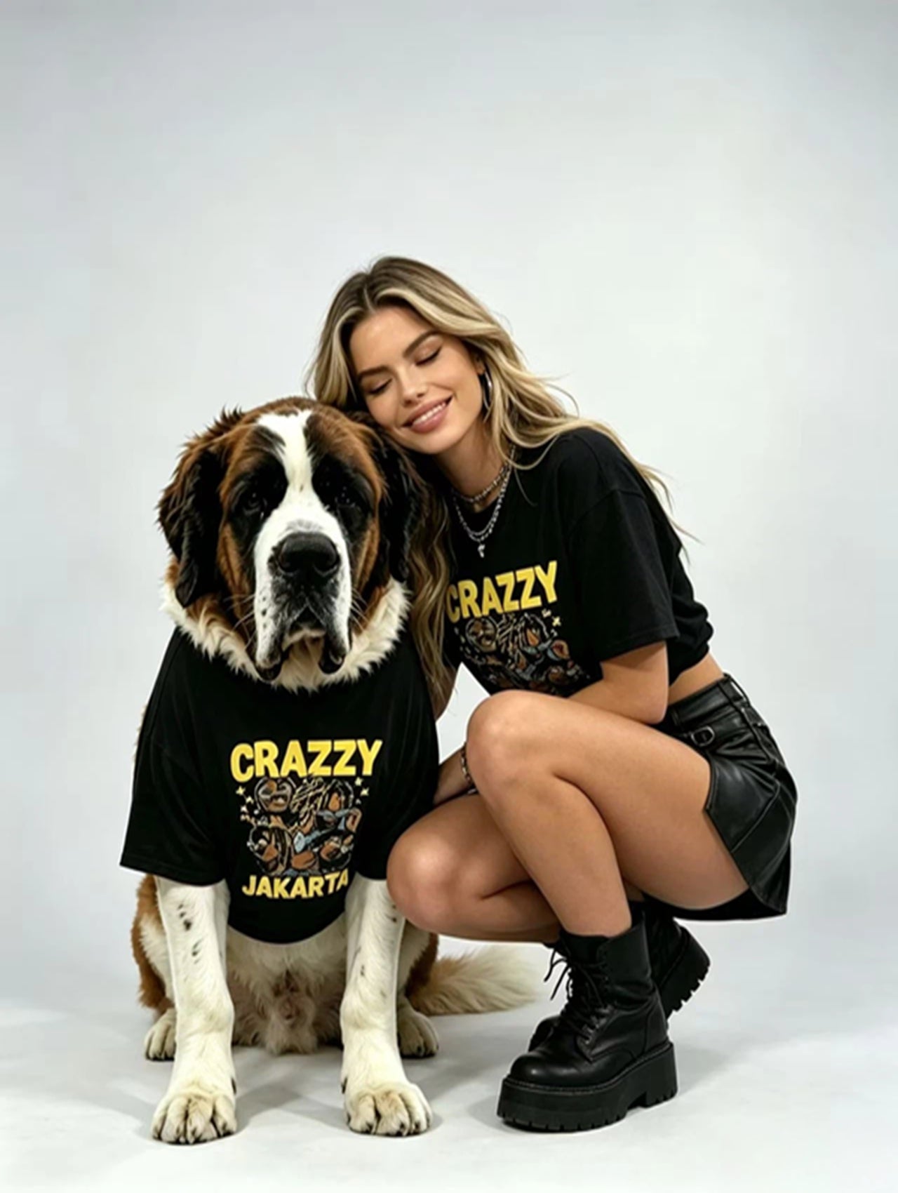 Crazzy Streetwear Black Matching Tee Set