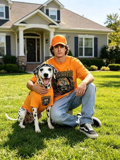 Matching Owner & Dog Streetwear T-Shirt Set - Orange