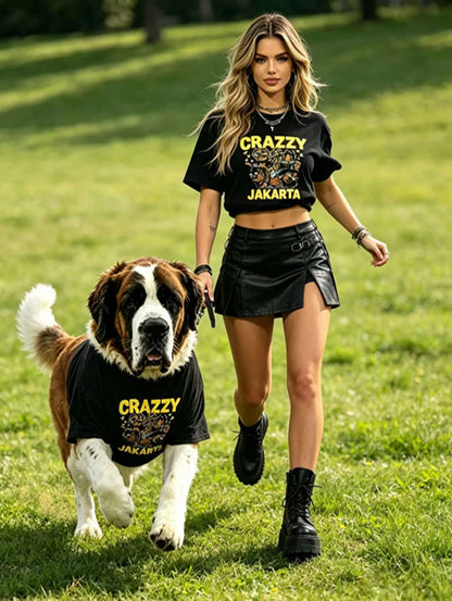 Crazzy Streetwear Black Matching Tee Set