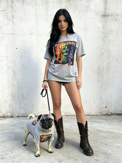 Retro Streetwear Graphic Tee for Humans & Dogs