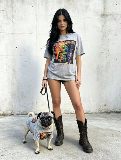 Retro Streetwear Graphic Tee for Humans & Dogs