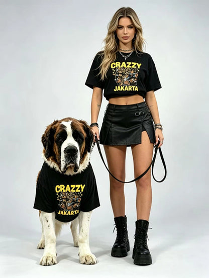 Crazzy Streetwear Black Matching Tee Set