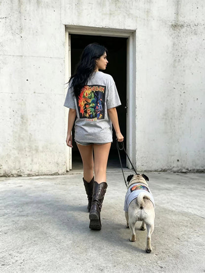 Retro Streetwear Graphic Tee for Humans & Dogs