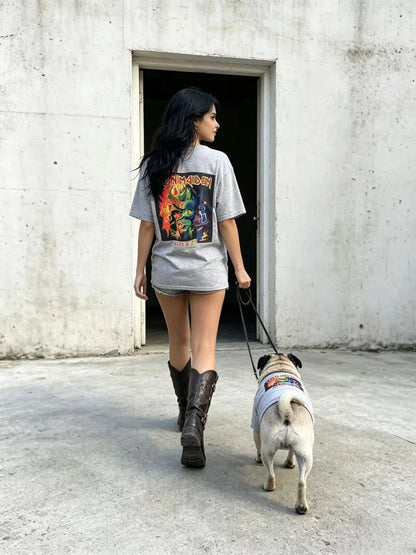 Retro Streetwear Graphic Tee for Humans & Dogs