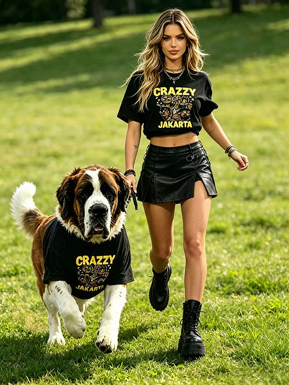 Crazzy Streetwear Black Matching Tee Set