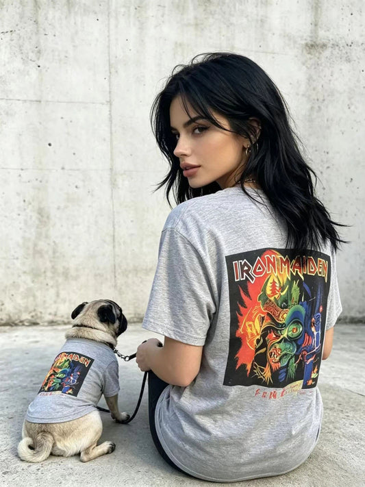 Retro Streetwear Graphic Tee for Humans & Dogs